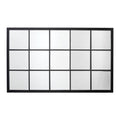 Large Rectangle Metal Grid Mirror With Paned Beveled Glass Black