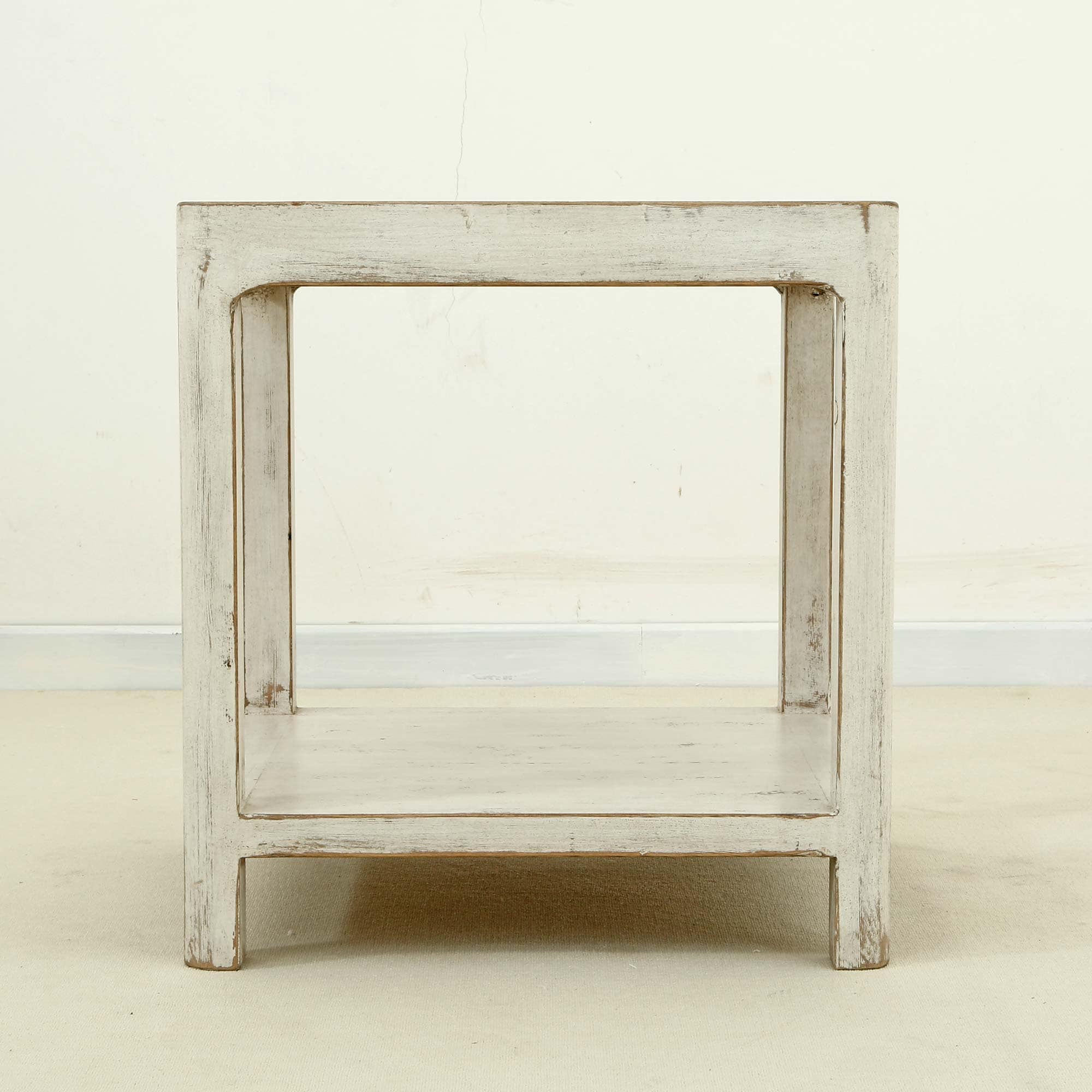 Peking Ming Side Table W Round Legs 24 Inch Tall Off White Finish