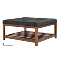 Large Square Ottoman Coffee Table 400 Lbs Upholstered Tufted Linen Ottoman
