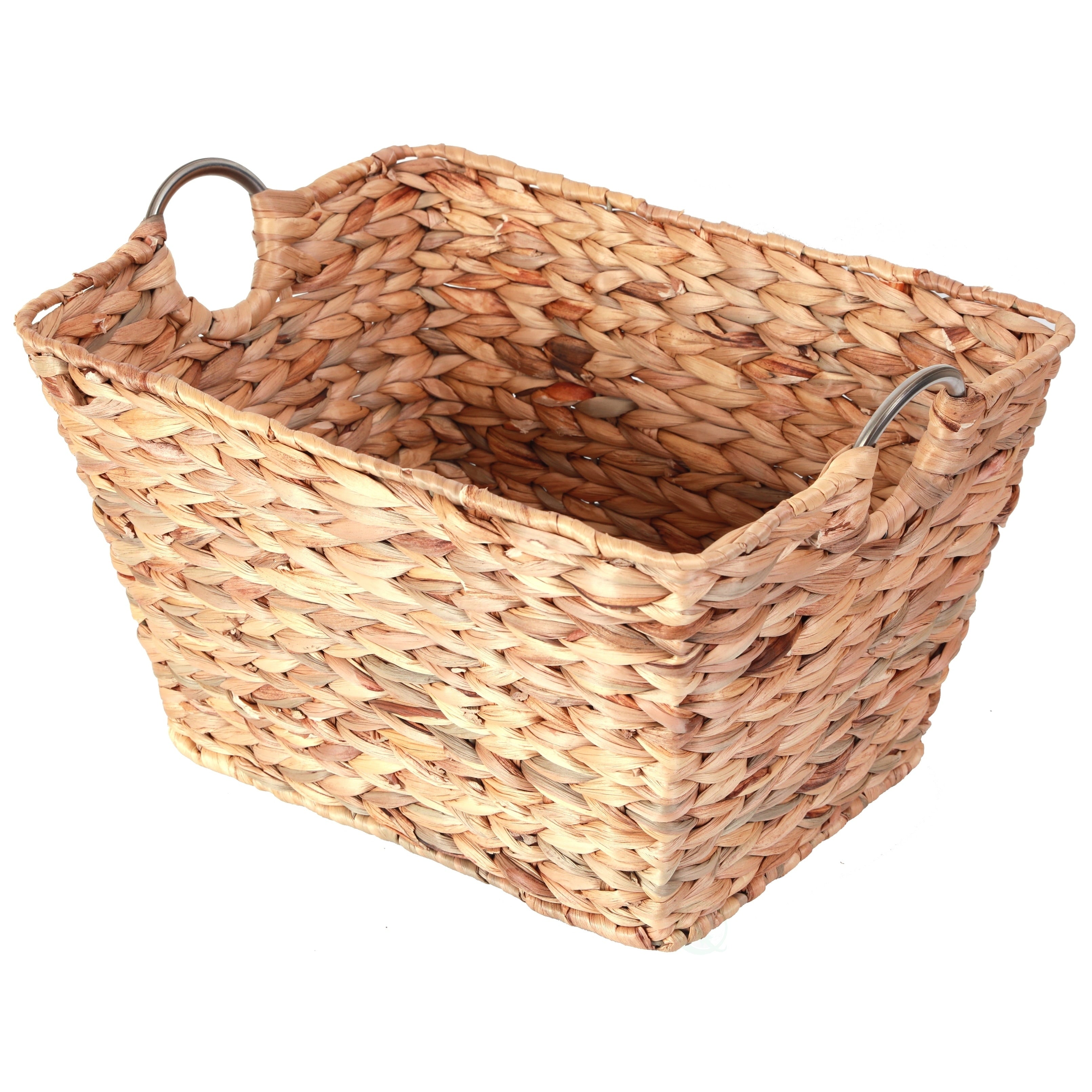 Large Square Water Hyacinth Wicker Laundry Basket