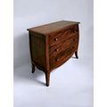 Large Walnut Finish Bombe Accent Chest With 3 Drawers