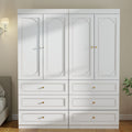 Large White Wardrobe Closet With Drawers Doors Modular Armoire With Hanging Rods Apartment Dorm Storage