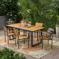 Laris Outdoor 6 Seater Wood And Iron Dining Set By Christopher Knight Home