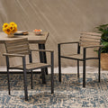 Laris Outdoor Wood And Iron Dining Chairs Set Of 2 By Christopher Knight Home
