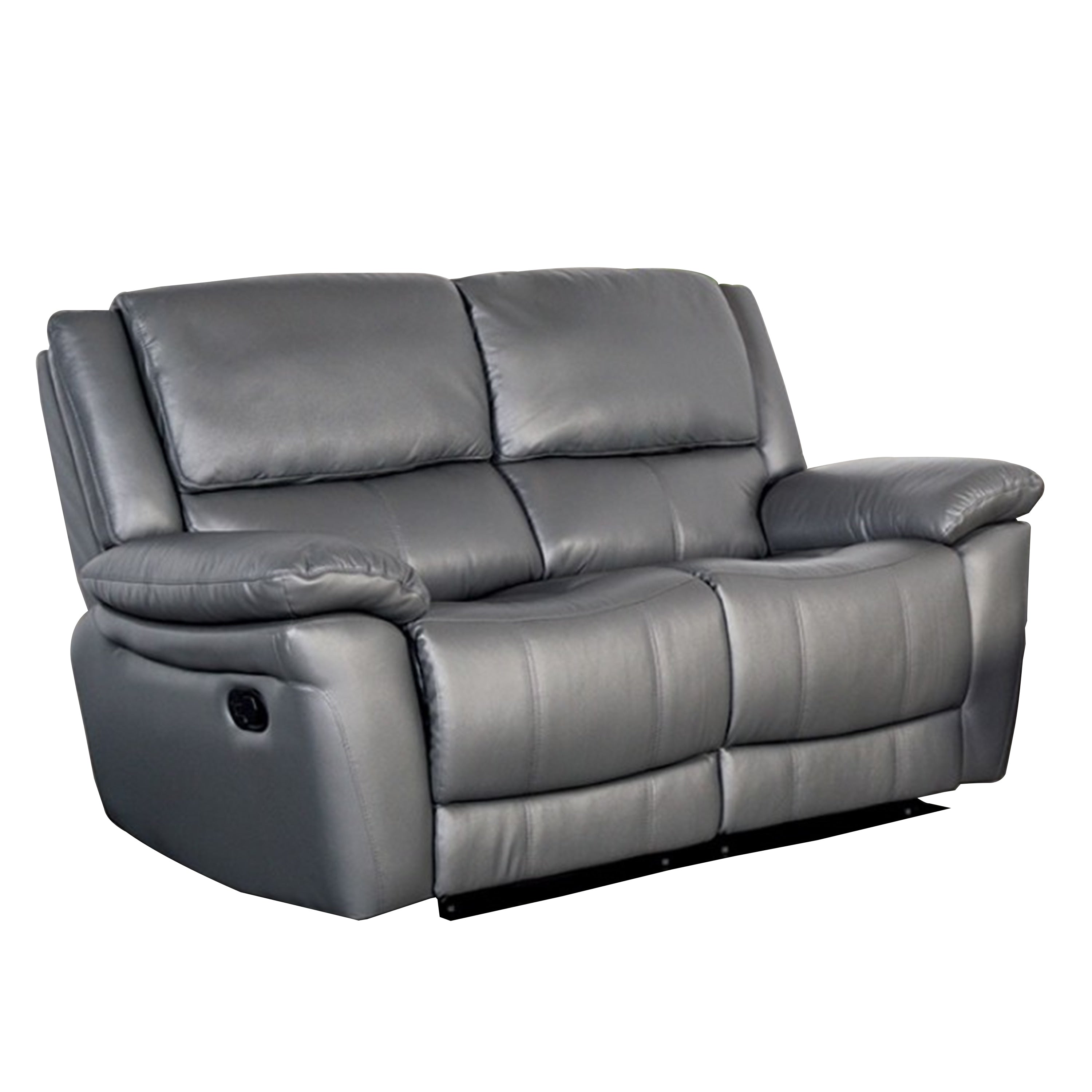 Larus Manual Loveseat Dark Gray Leather Match Pillow Top Arms 60 Inch
