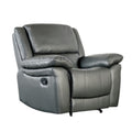 Larus Manual Recliner Chair Pillow Top Arms Dark Gray Leather Match