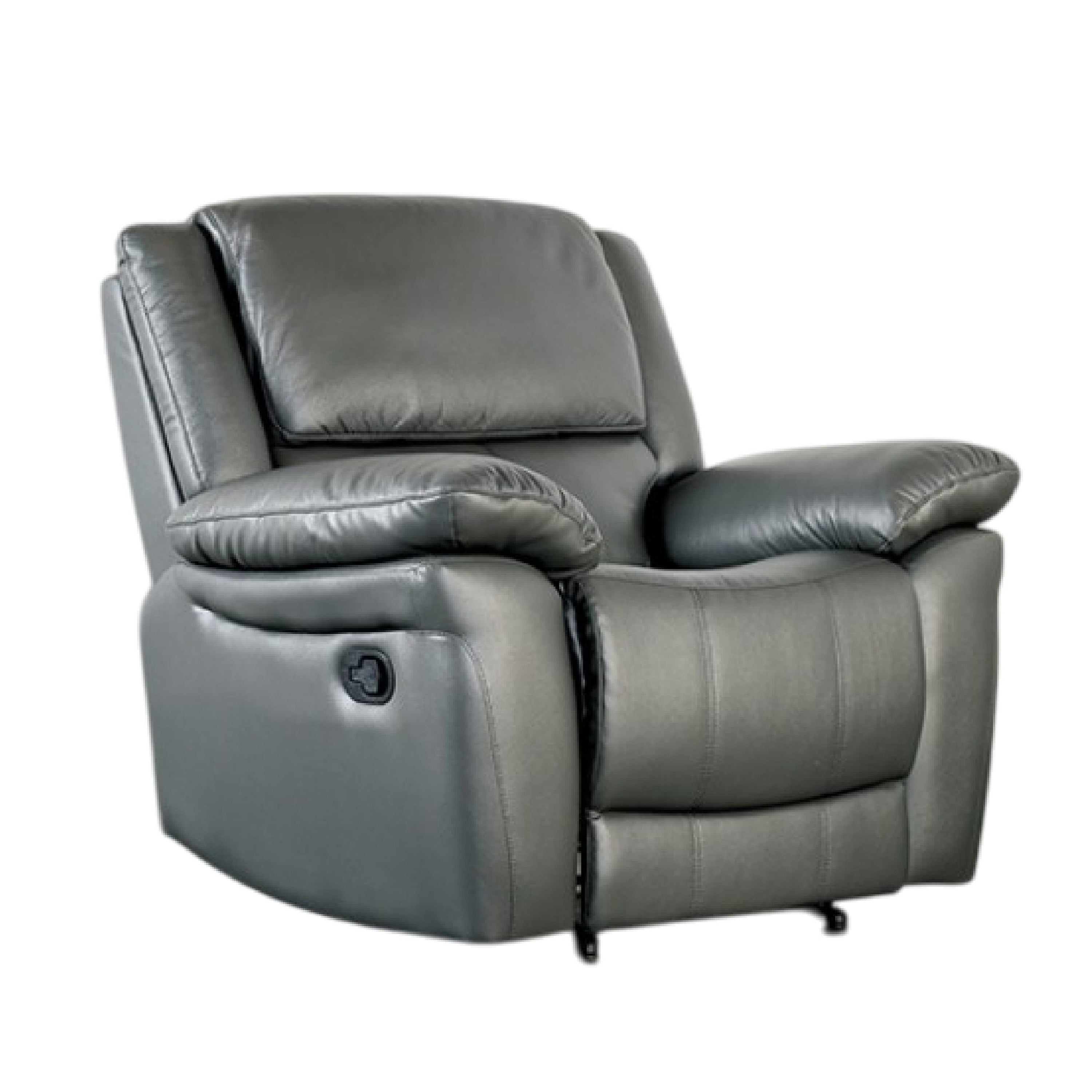 Larus Manual Recliner Chair Pillow Top Arms Dark Gray Leather Match