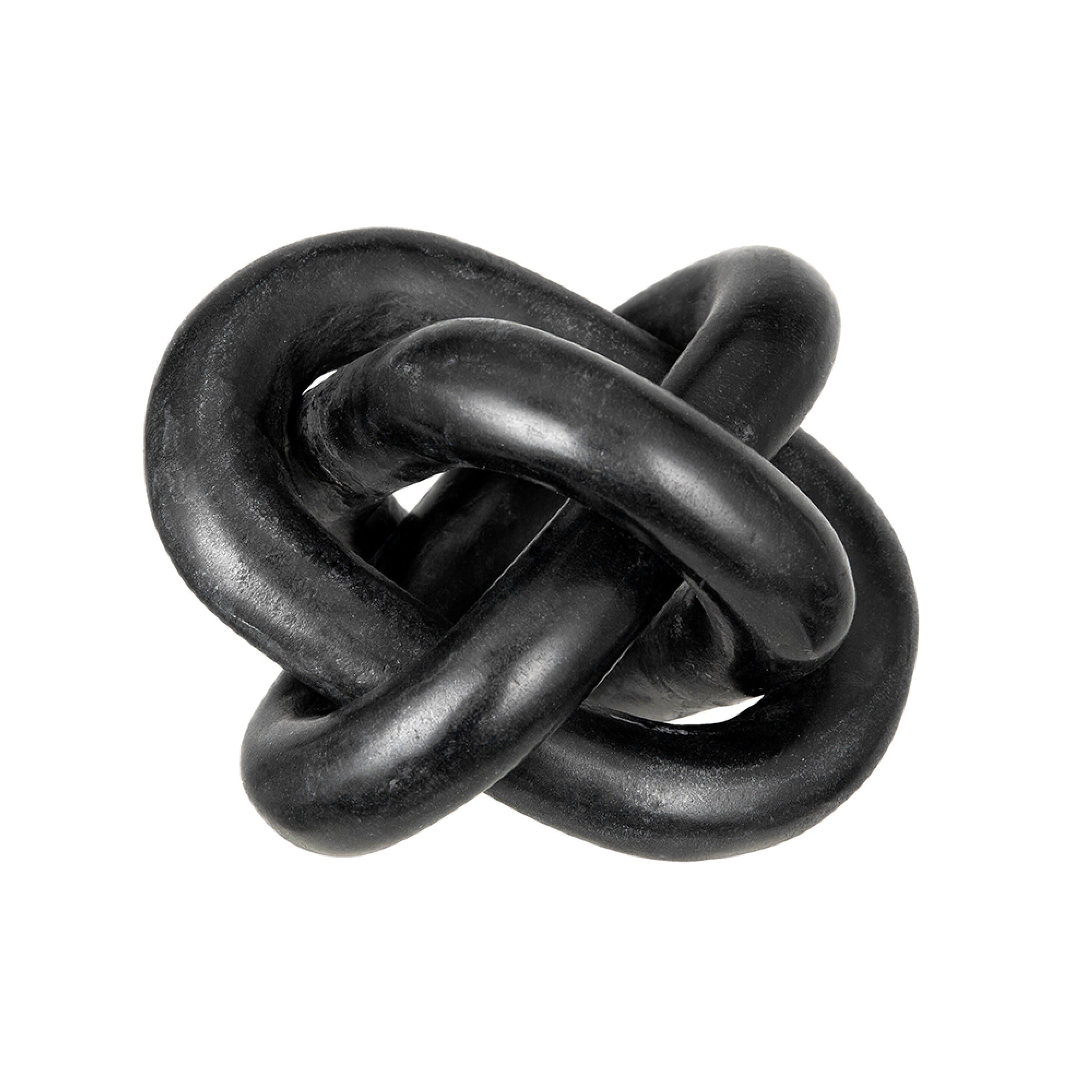 Lary Decorative Chain Knot Sculpture 6 Inch Natural Black Marble