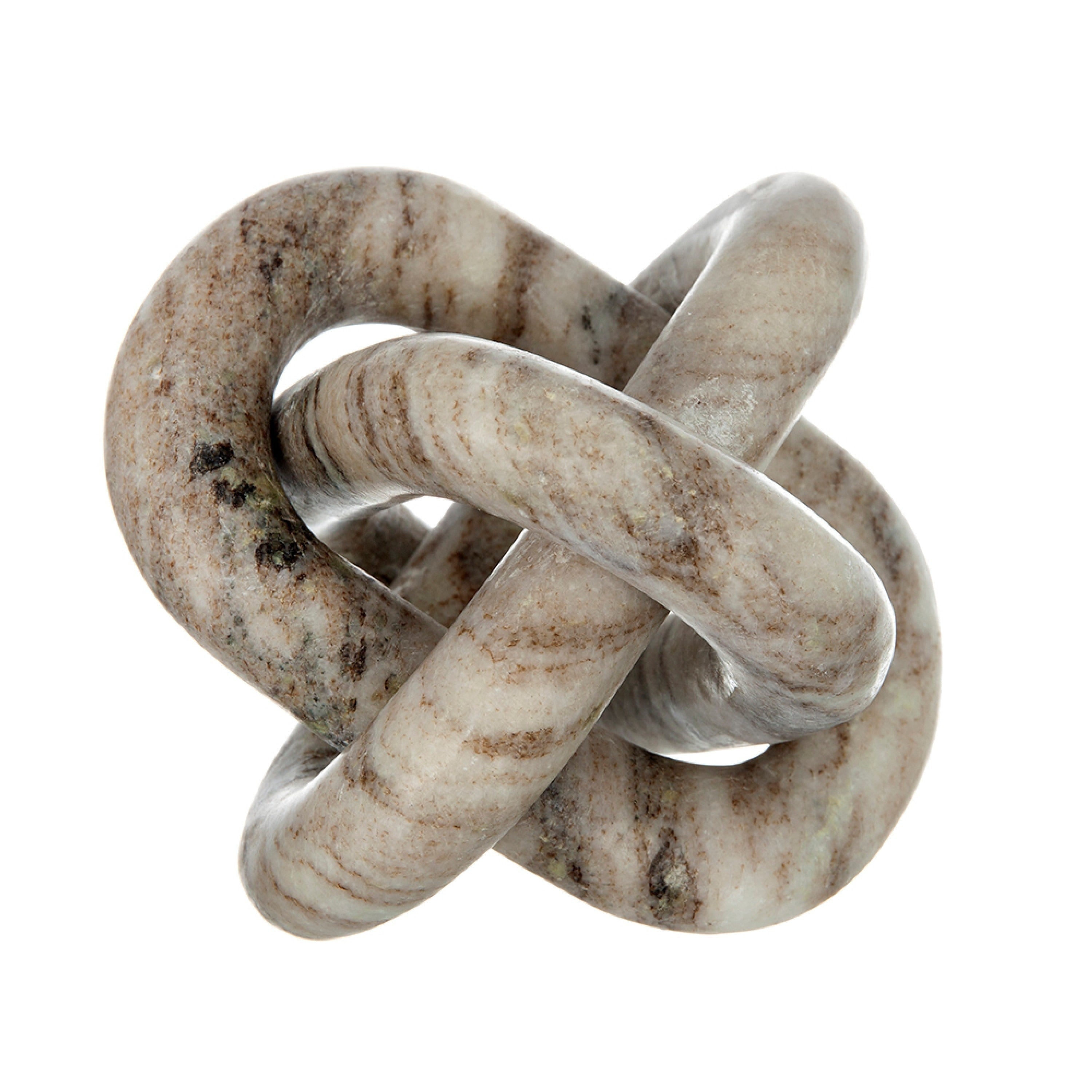 Lary Decorative Chain Knot Sculpture 6 Inch Natural Cream Gray Marble