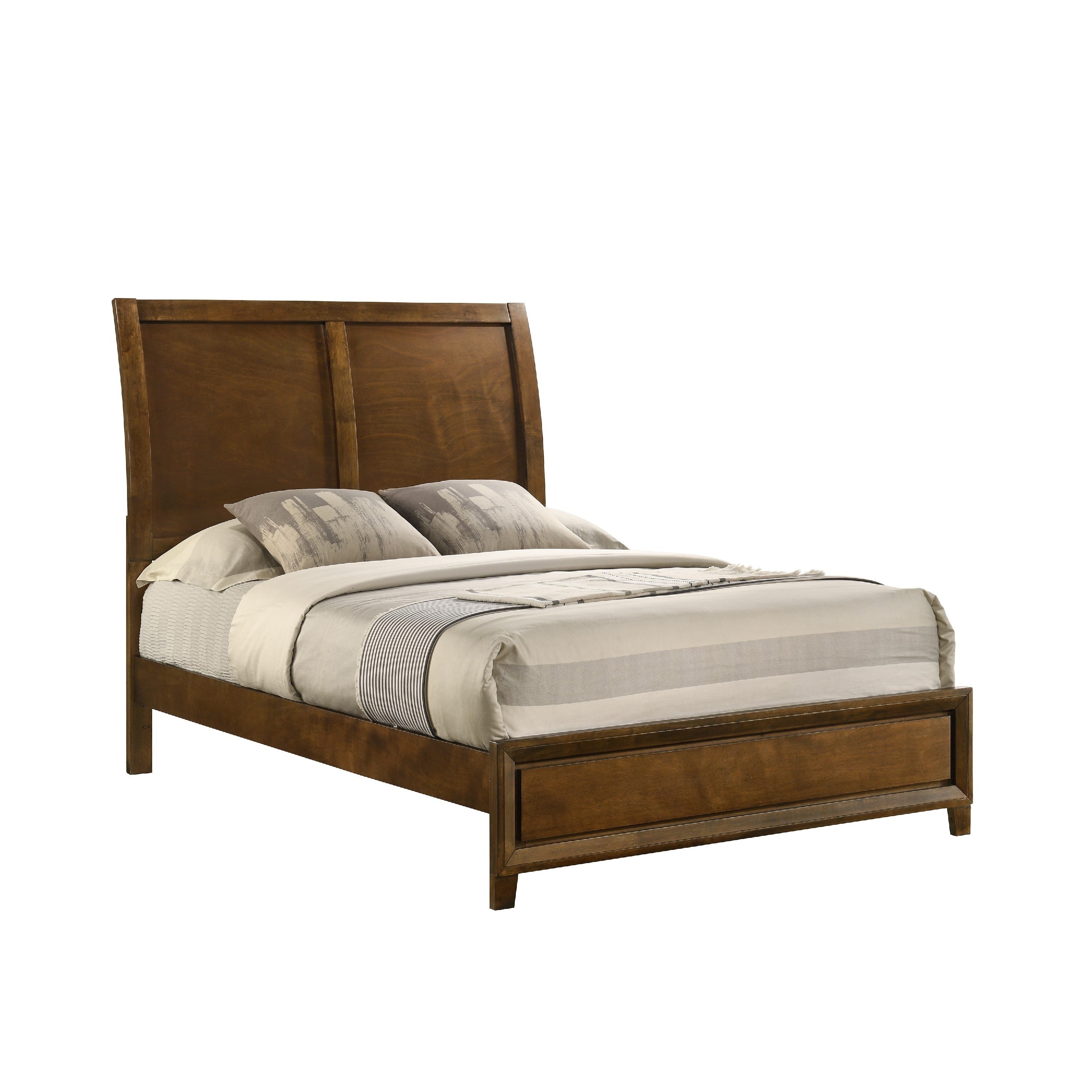 Lary Full Bed With Sleigh Style Headboard And Slat Kit Walnut Brown