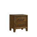 Lary Nightstand 2 Drawers Rustic Farmhouse Walnut Brown Finish