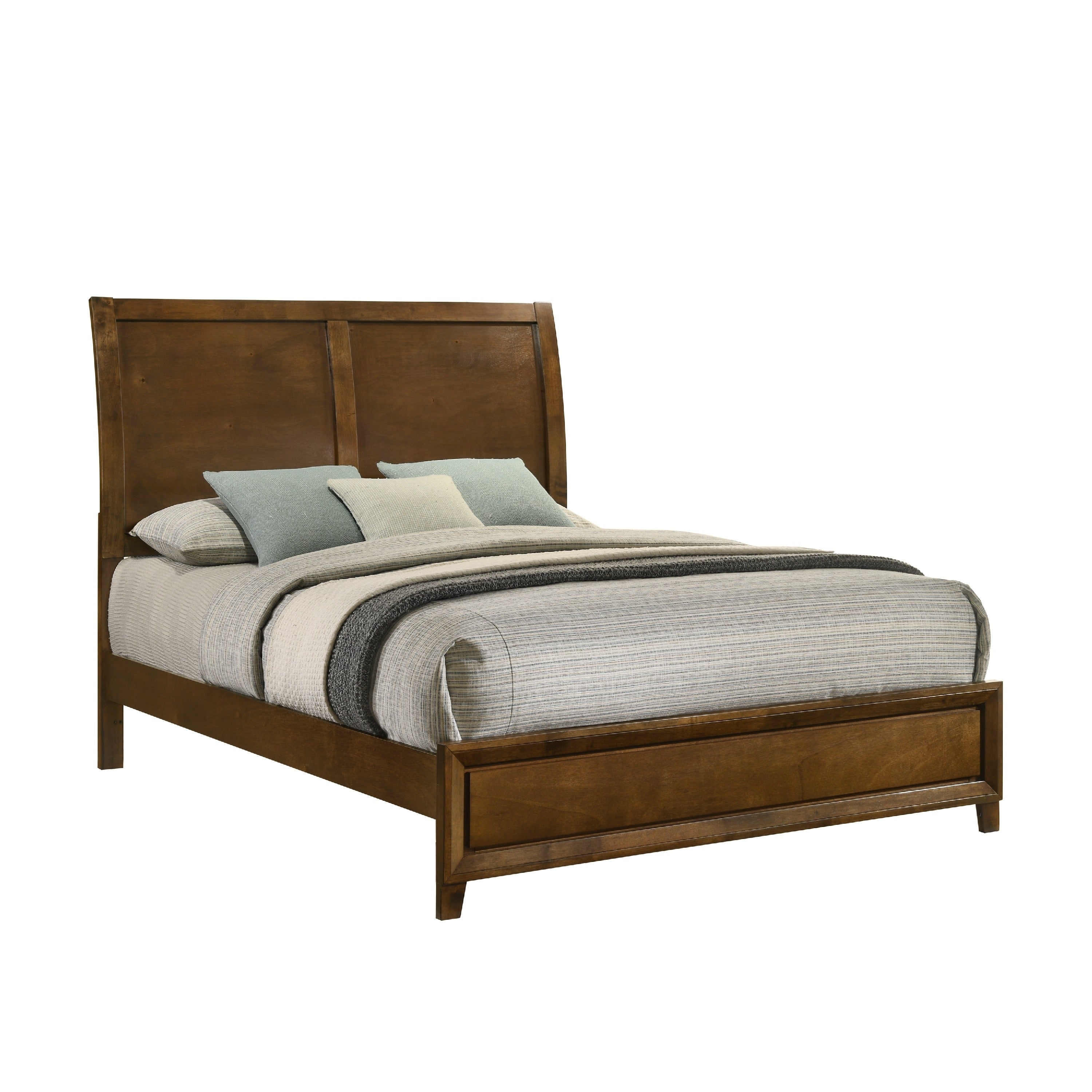 Lary Queen Bed With Sleigh Style Headboard And Slat Kit Walnut Brown