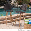 Laryn Outdoor Wicker Wood Barstool Set Of 2 By Christopher Knight Home