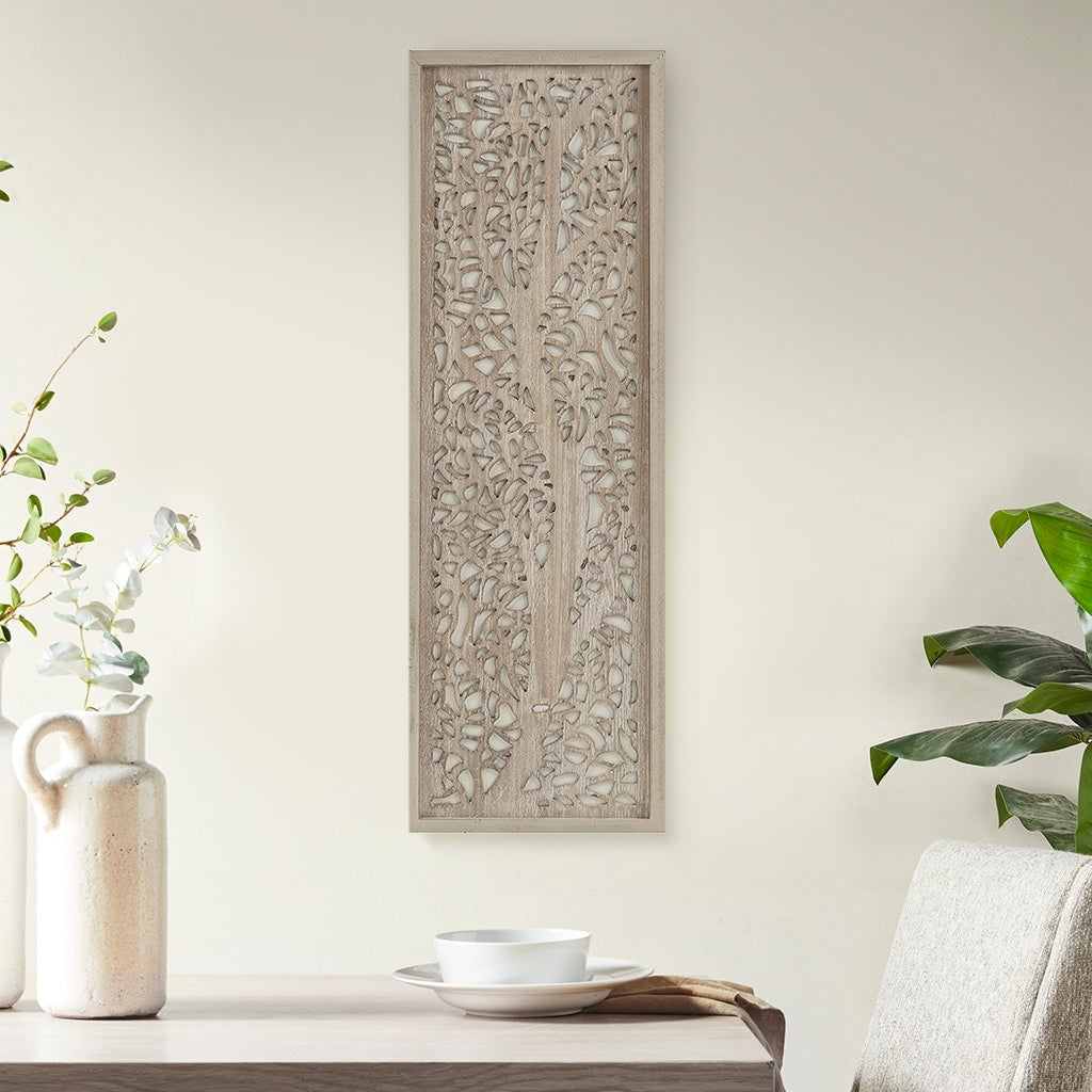 Laser Cut Tree Framed Panel Wall Decor Brown