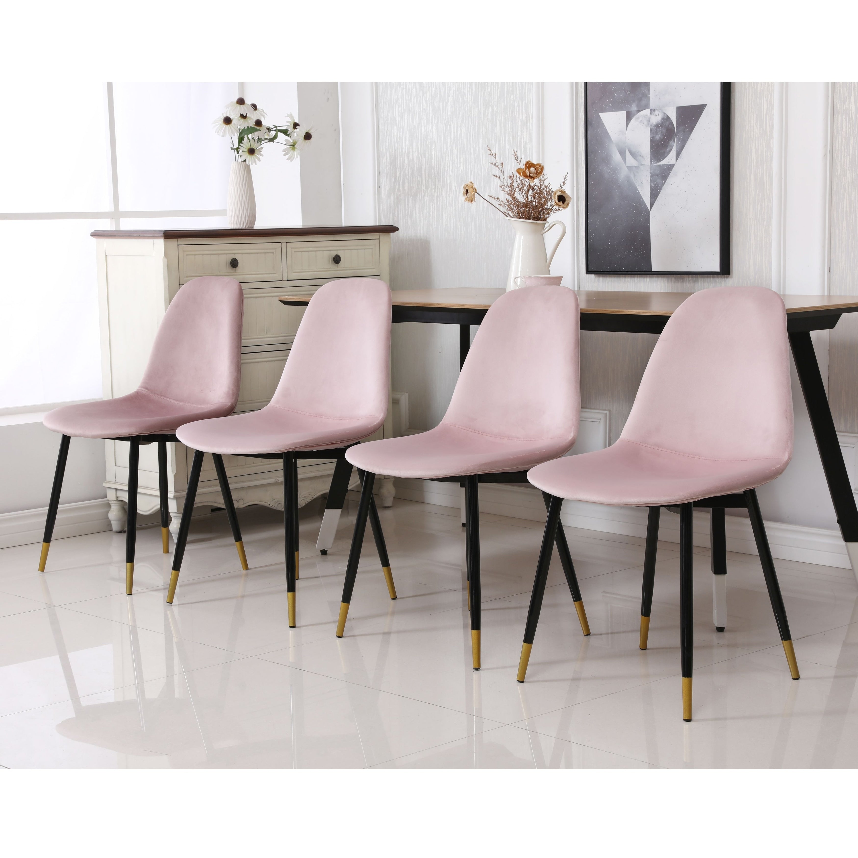 Lassan Contemporary Fabric Dining Chairs Set Of 4