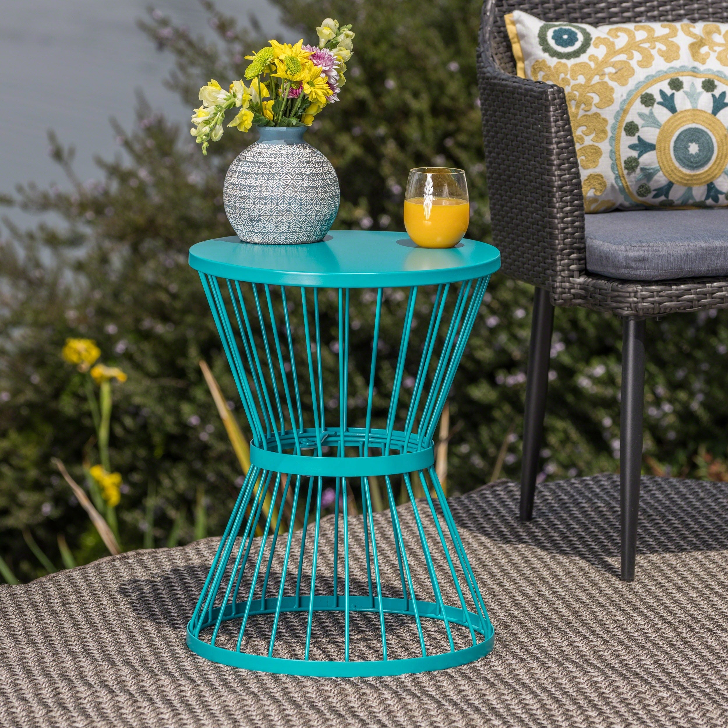 Lassen Outdoor 16 Inch Round Side Table By Christopher Knight Home