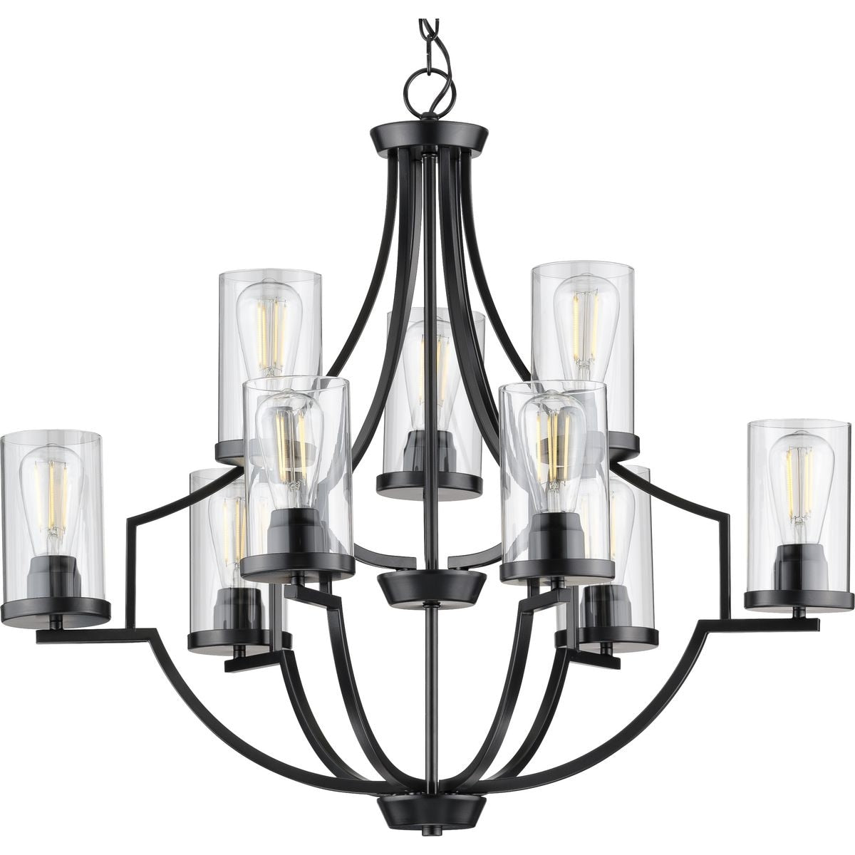 Lassiter Nine Light Matte Black Chandelier 34 X 19.2 X 14