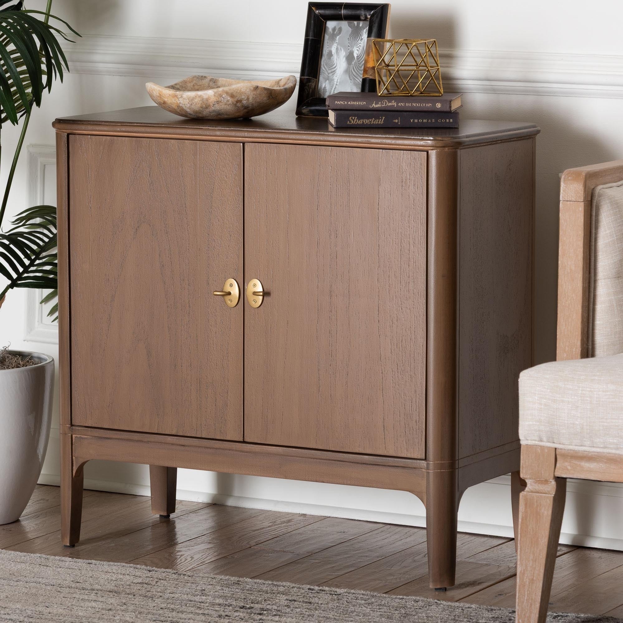 Latifa Storage Cabinet 2 Door Accent Cabinet With Rounded Edges And Metal Door Pulls For Living Room Or Entryway
