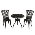 Lattice Outdoor Patio Garden 3 Piece Bistro Set In Sand Black