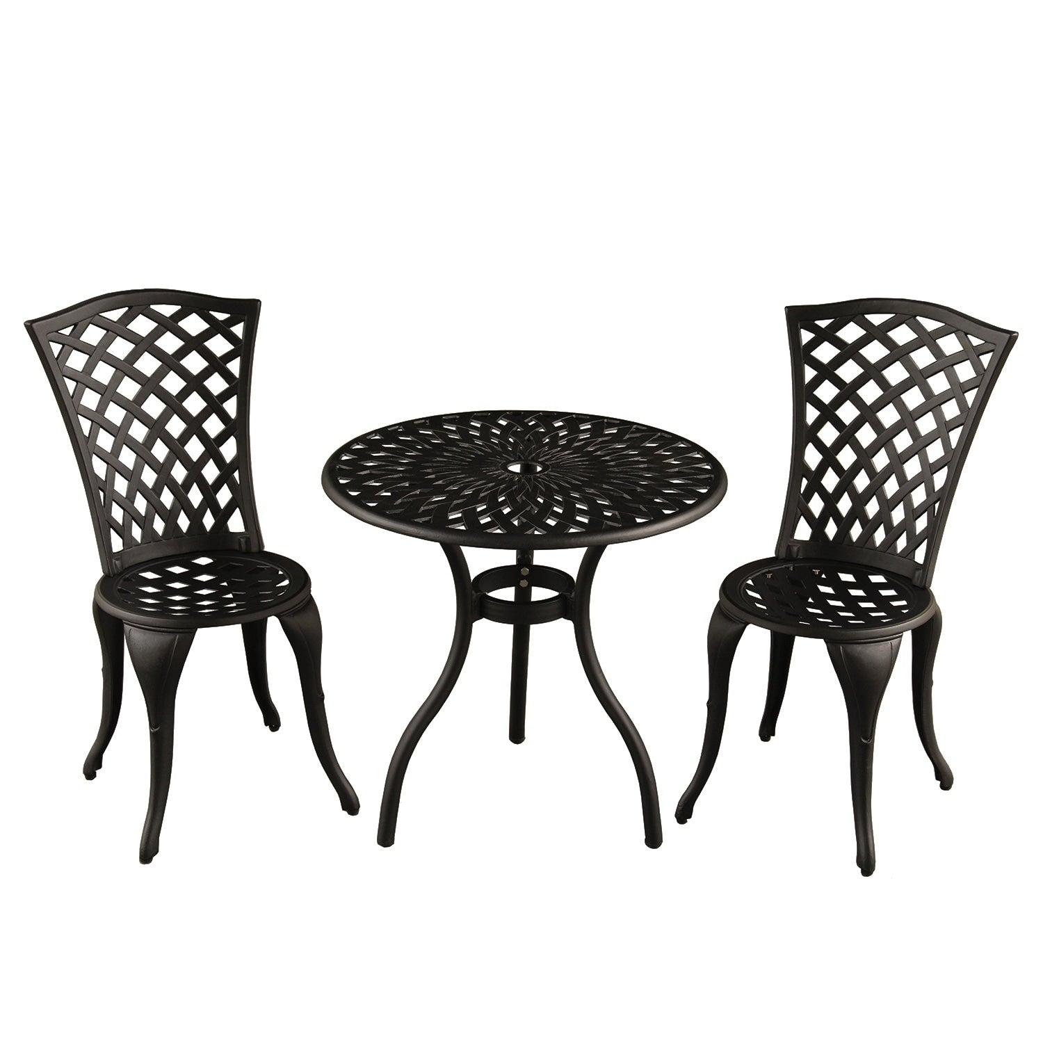 Lattice Outdoor Patio Garden 3 Piece Bistro Set In Sand Black