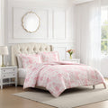 Laura Ashley Anja Textured Toile Floral All Season Cotton Comforter Set With Solid Reverse Pink