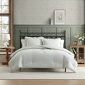 Laura Ashley Oxford Stripe Cotton All Season Comforter Set Soft Breathable Green