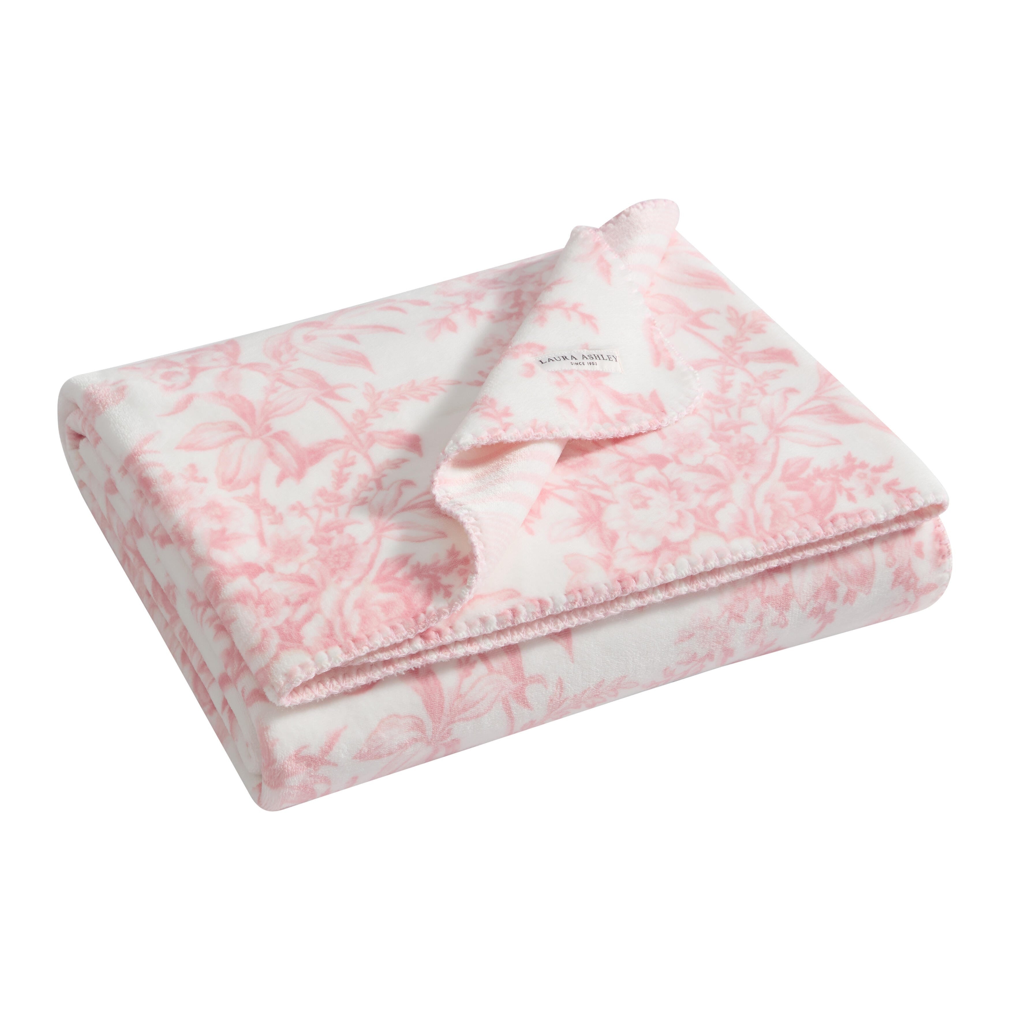 Laura Ashley Printed Reversible Plush Throw Blanket