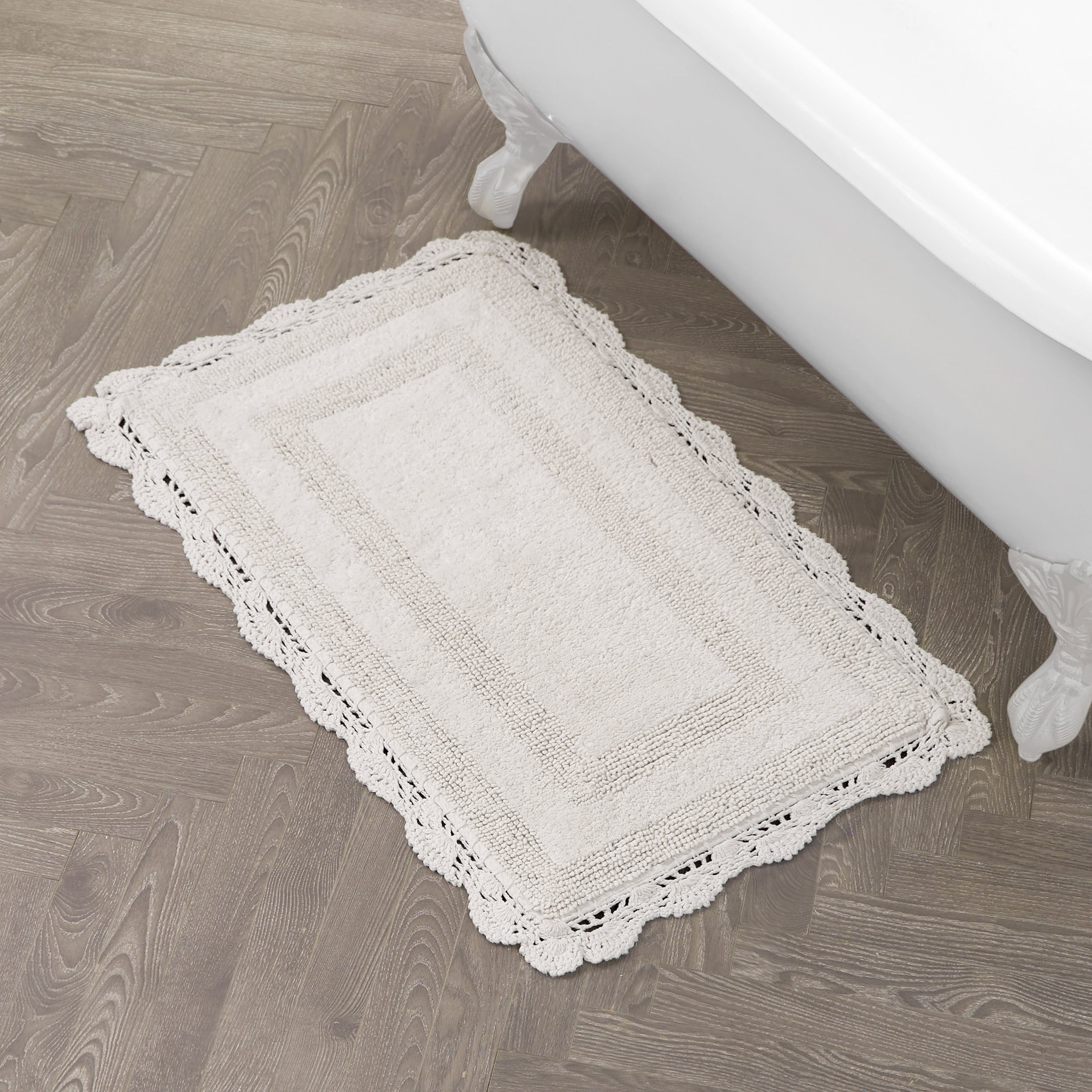 Laura Ashley Reversible Cotton Crochet 21 X 34 In. Bath Rug