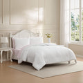 Laura Ashley Solid Waffle White Reversible Comforter Bonus Set