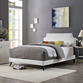 Laura White Vinyl Platform Bed With Round Splayed Legs