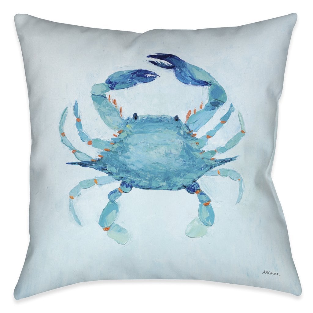 Laural Home Aqua Crab Indoor Outdoor Decorative Pillow