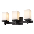 Laurel Designs Maddox Chrome Finished Steel Glass 3 Light Bath Vanity Fixture