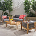 Laurel Modern Outdoor 4 Seater Acacia Wood Chat Set By Christopher Knight Home