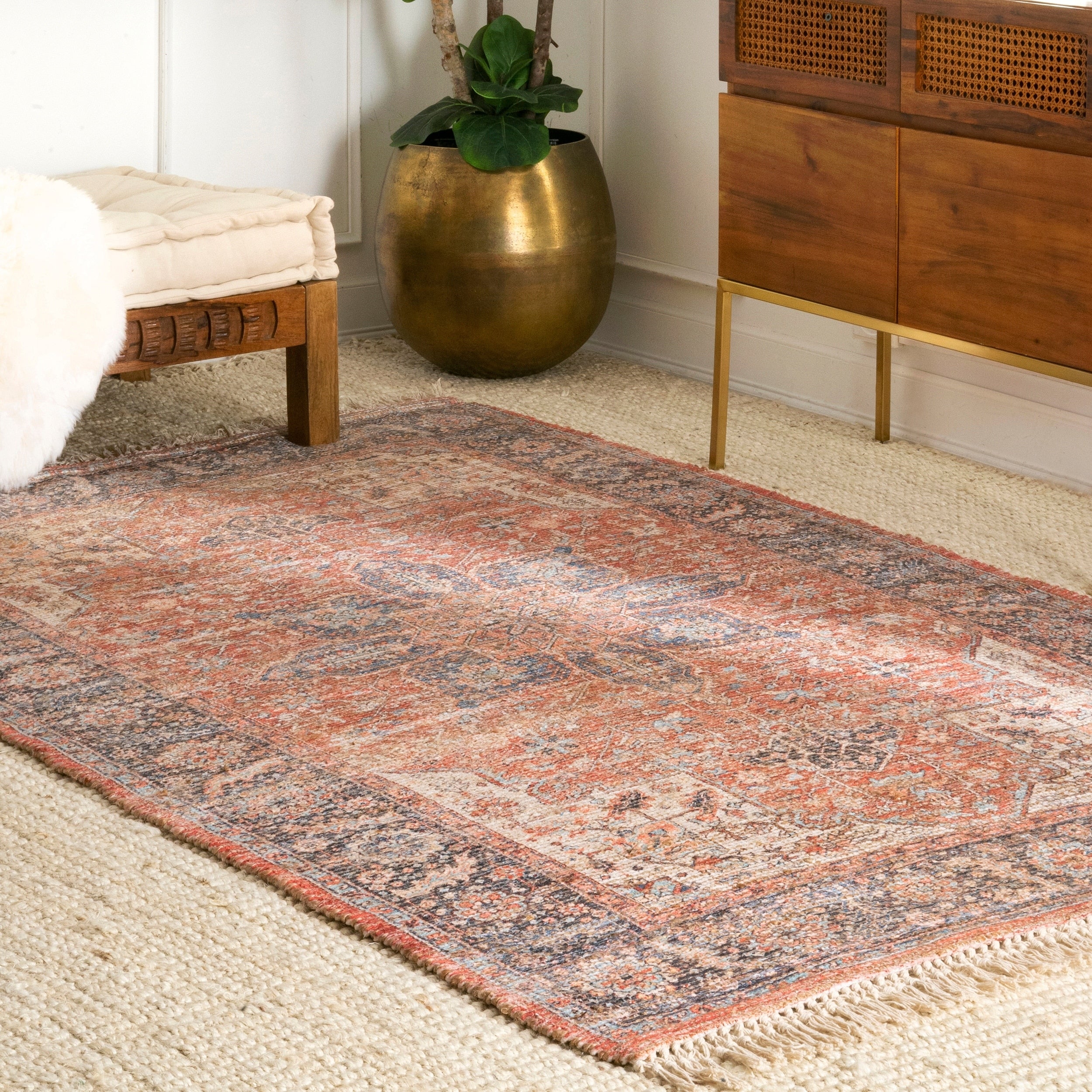 The Curated Nomad Norfolk Traditional Vintage Floral Medallion Area Rug