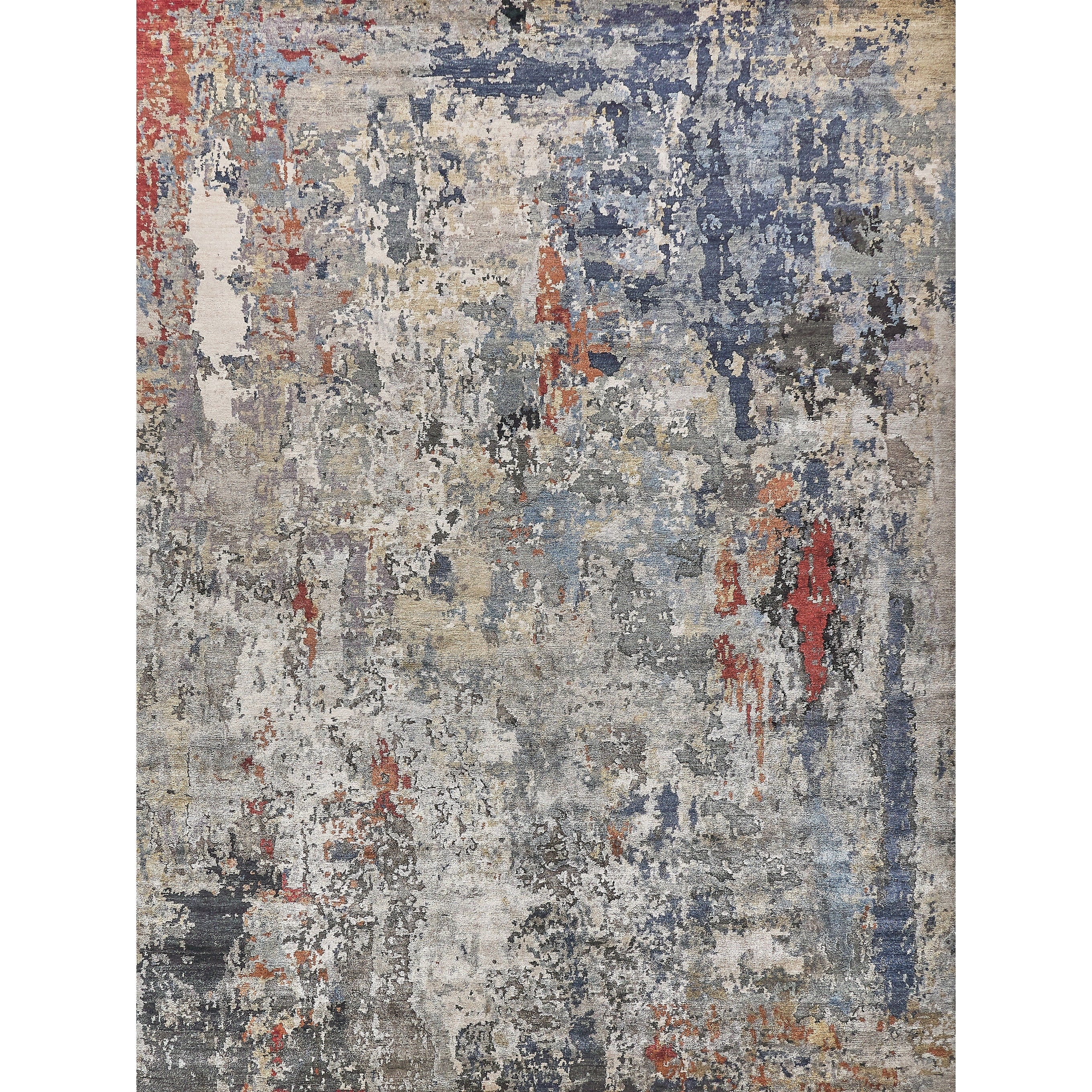 Laureno Hand Knotted Bamboo Silk Blue Gray Area Rug