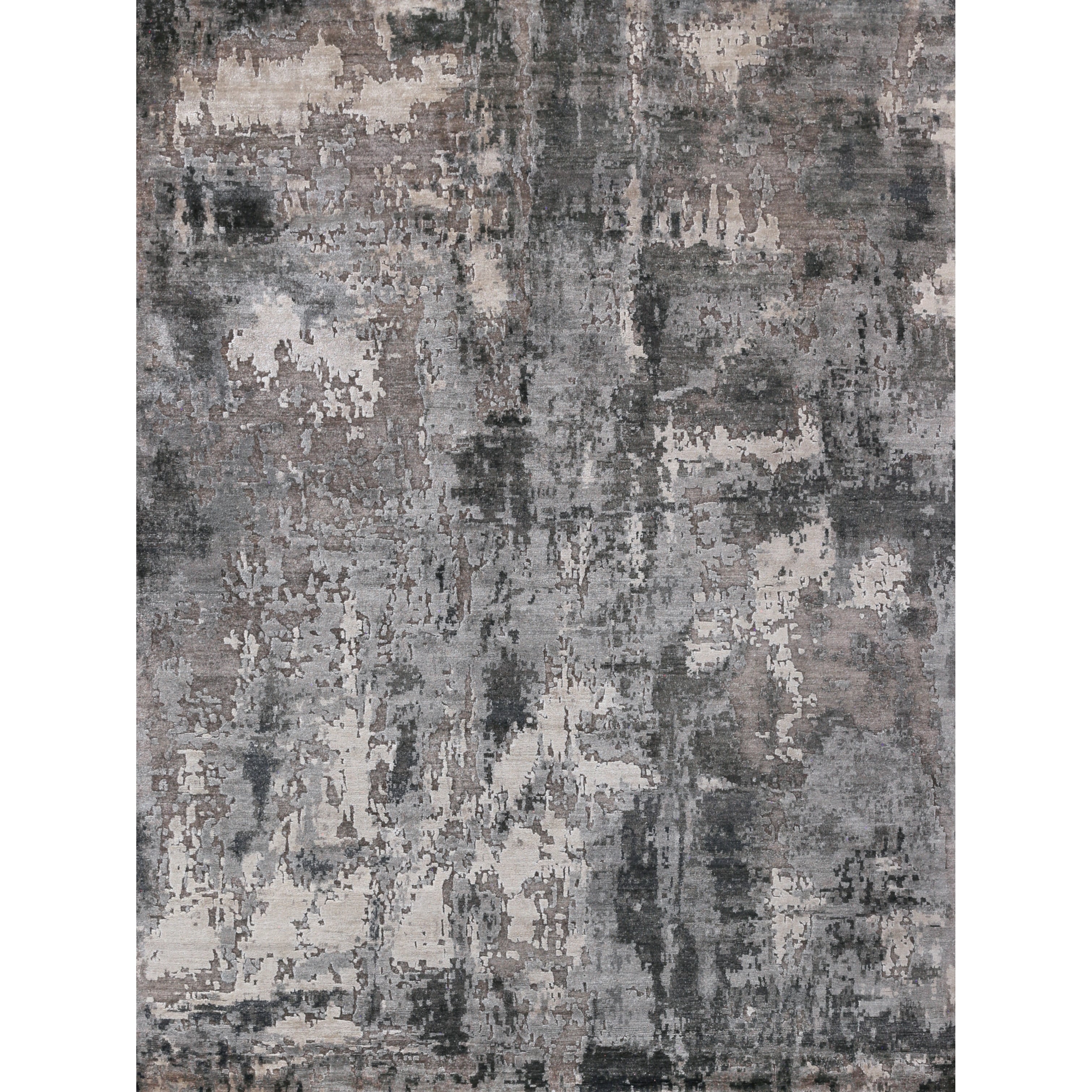 Laureno Hand Knotted Bamboo Silk Gray Charcoal Area Rug 9 X 12