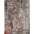 Laureno Hand Knotted Bamboo Silk Navy Silver Rust Area Rug 12 X 15