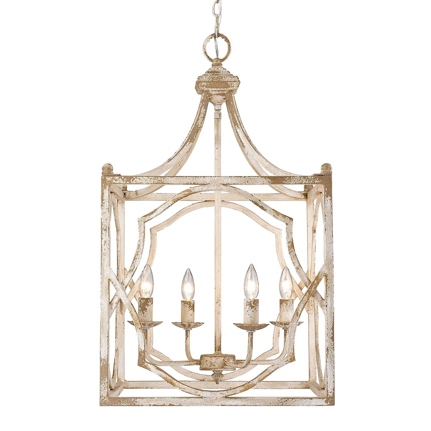 Golden Lighting Laurent 4 Light Antique Ivory Steel Pendant