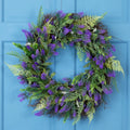 Lavender And Leaves Artificial Spring Wreath Purple And Green 24 Inch N A