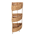 Lavish 32.5 In. H Coastal Handwoven Water Hyacinth 3 Tier Corner Freestanding Storage Rack With Metal Frame