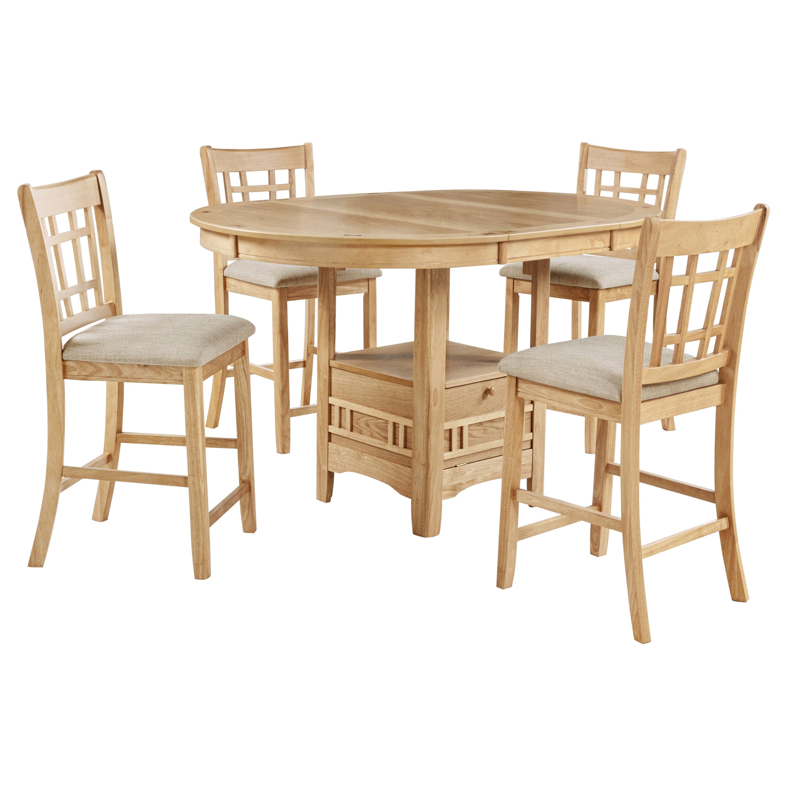 Lavon 5 Piece Oval Counter Height Dining Set Light Oak