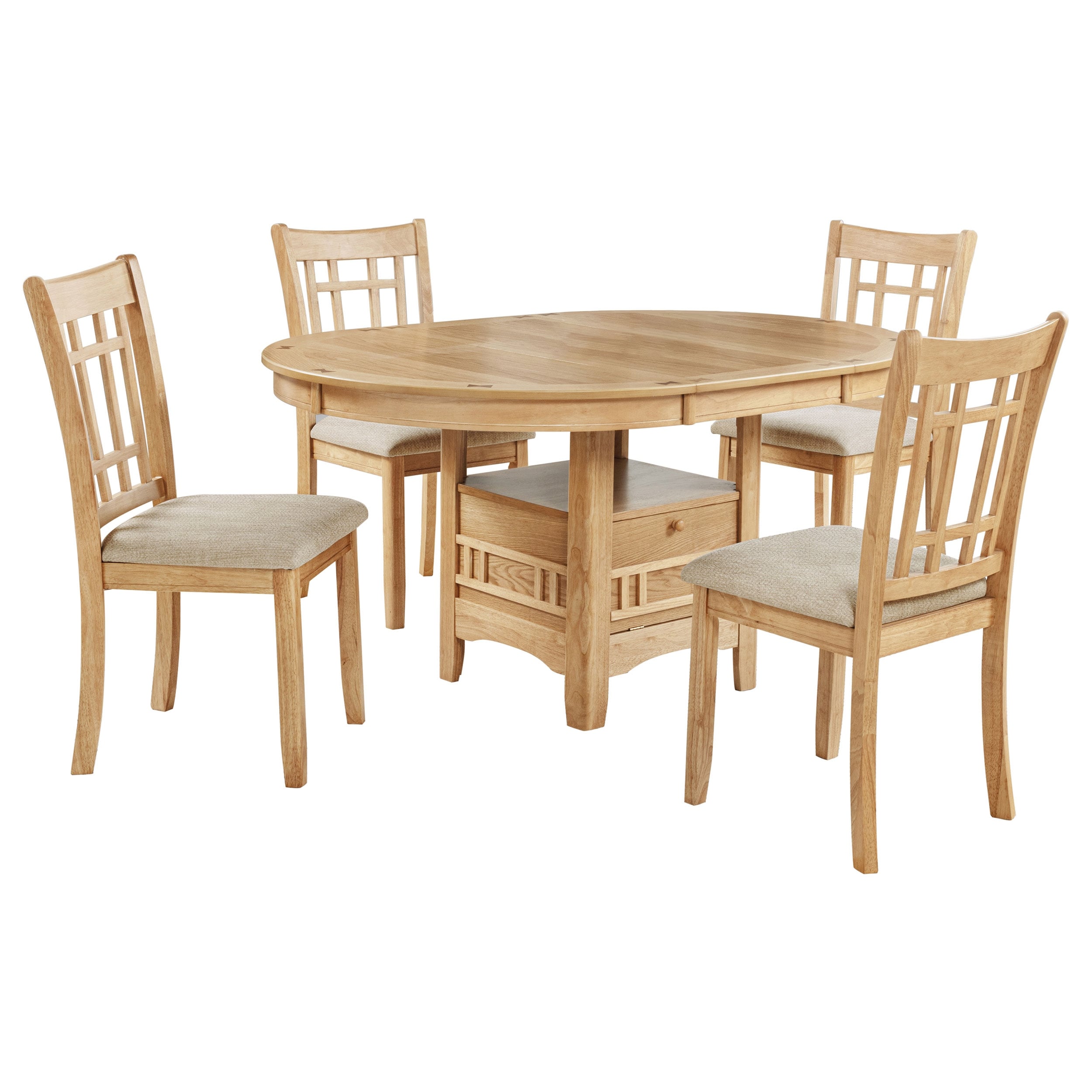 Lavon 5 Piece Oval Extension Leaf Dining Set Light Oak