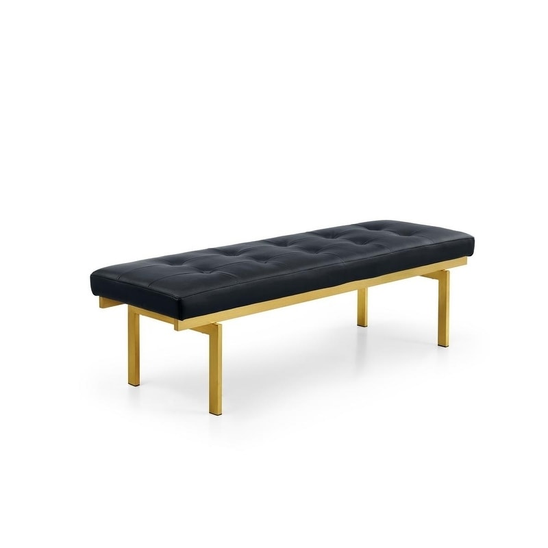 Lawncrest Gold Upholstered 5 Feet Bench In Black And White