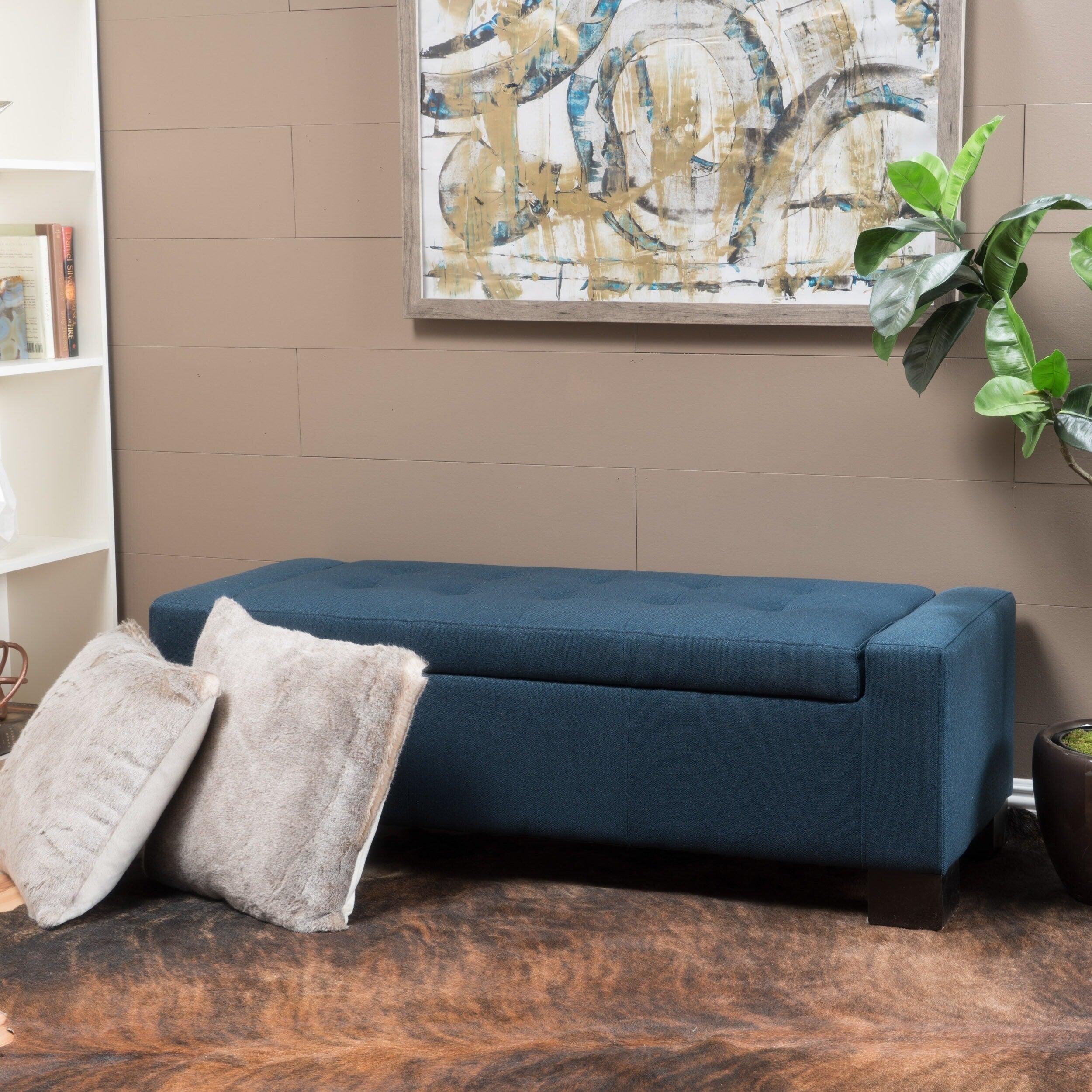 Lawton Fabric Storage Ottoman Bench By Christopher Knight Home