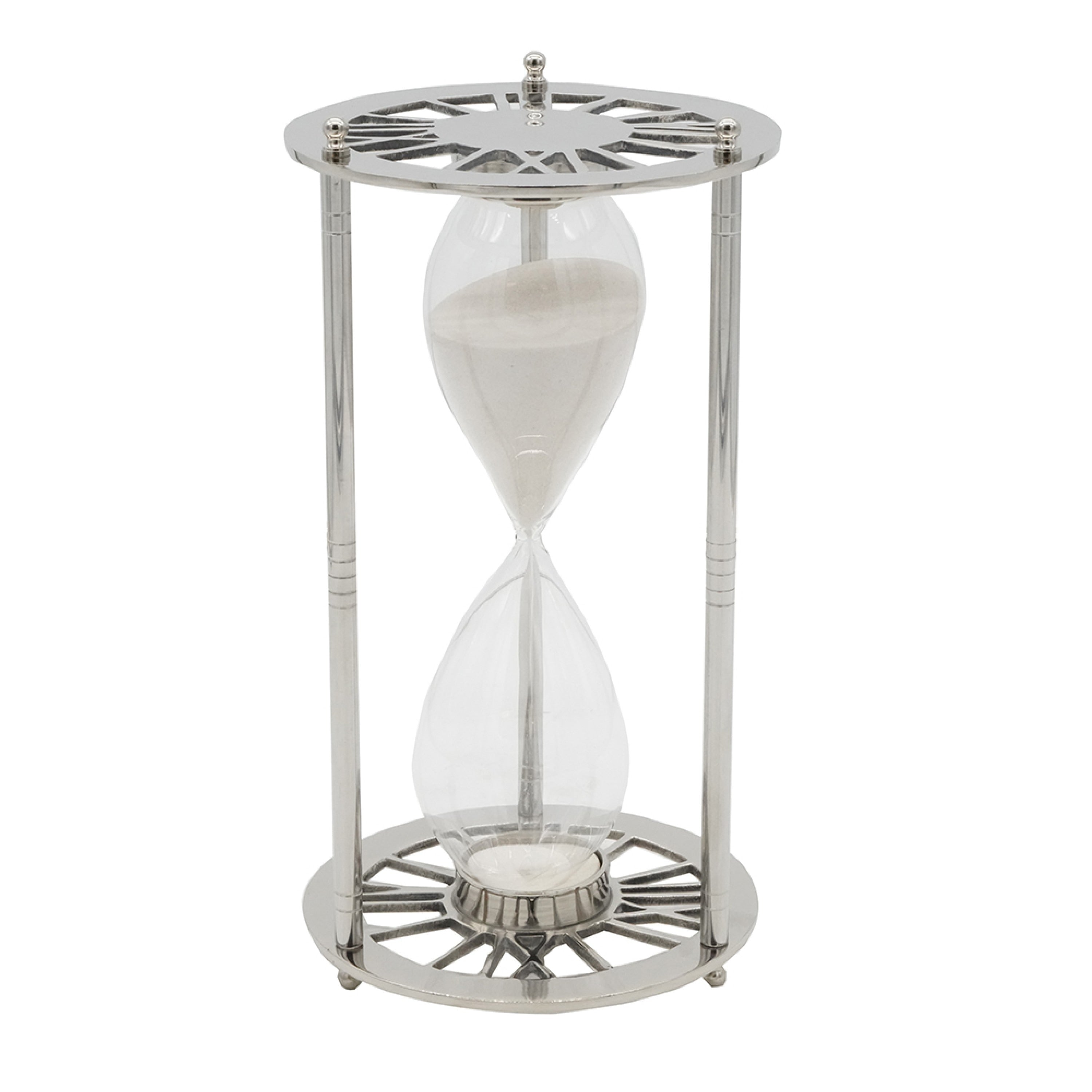 Layla Decorative Hourglass Glass Chambers Silver Aluminum Frame 12 Inch