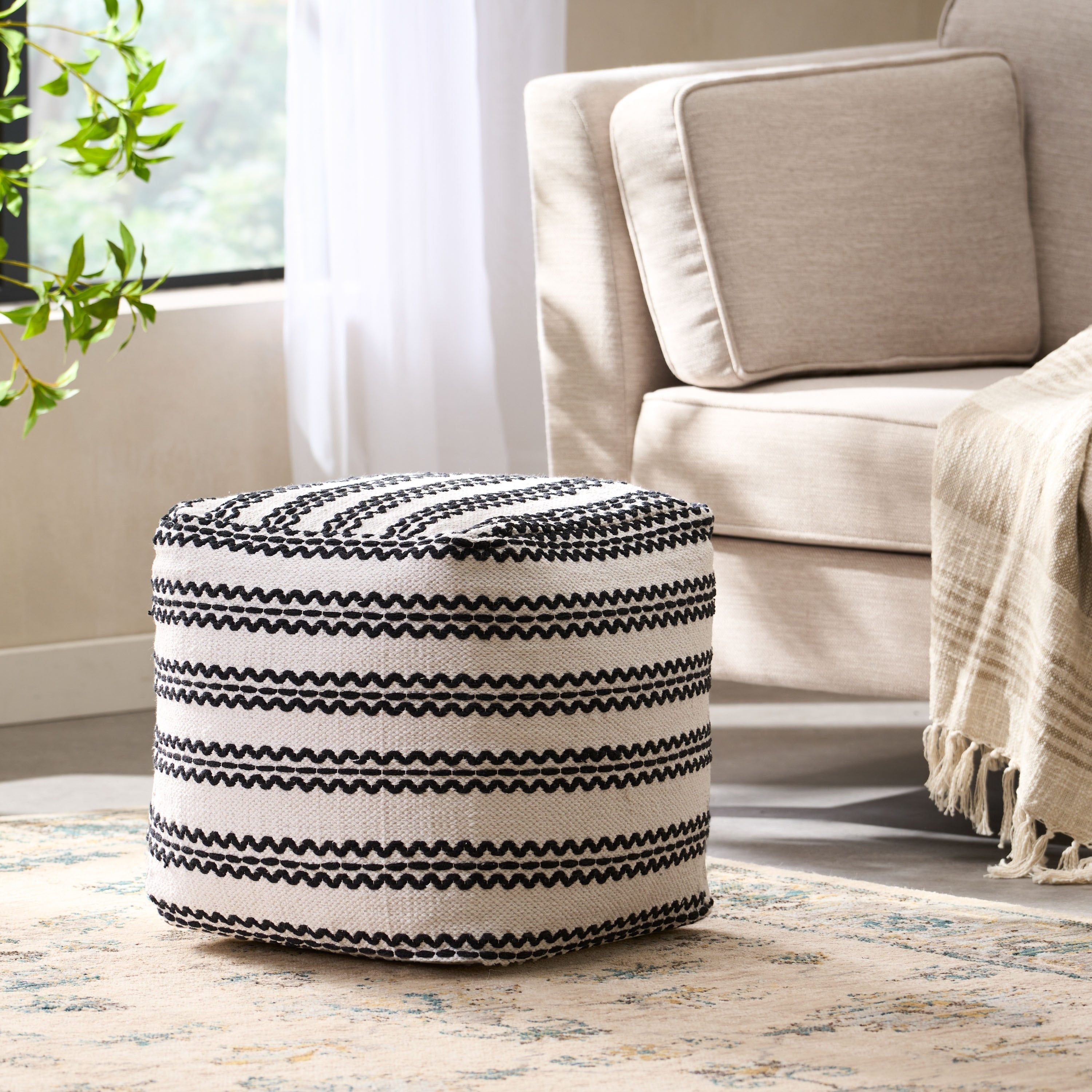 Layne Boho Cotton Pouf By Christopher Knight Home