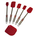 Le Chef Deluxe Stainless Steel Red Silicone 6 Piece Spatula Set