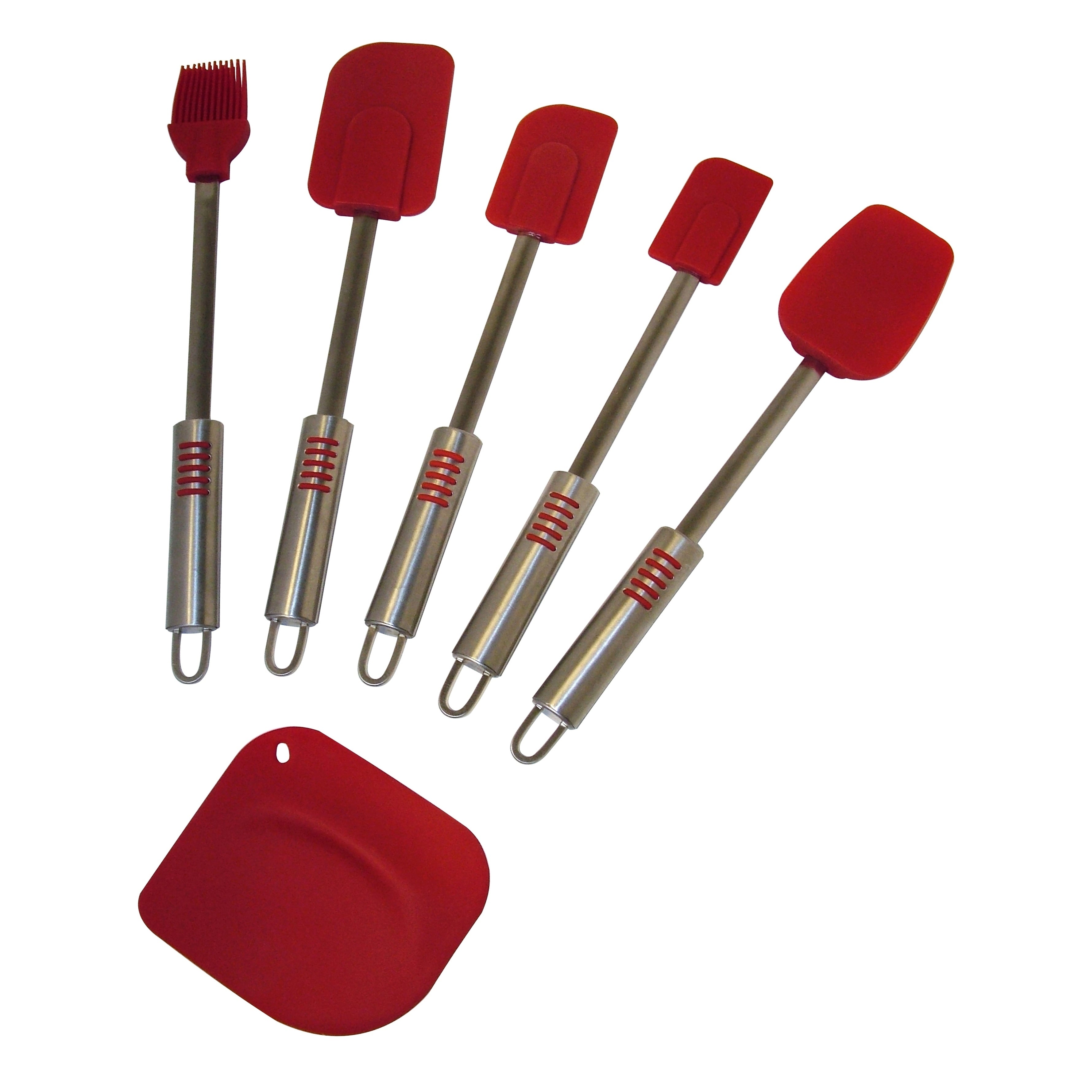 Le Chef Deluxe Stainless Steel Red Silicone 6 Piece Spatula Set