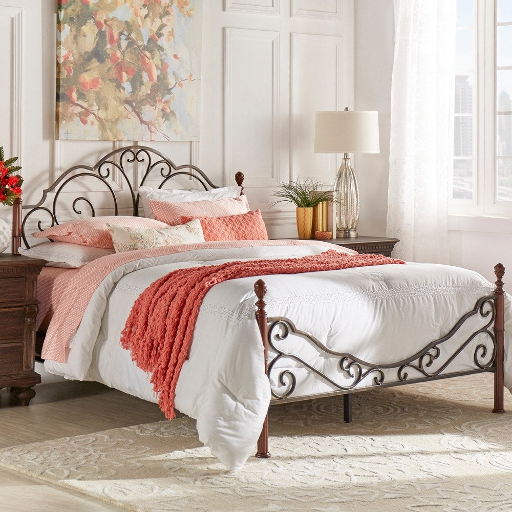 Leann Graceful Scroll Bronze Iron Bed By Inspire Q Classic