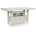 Lea Counter Height Dining Table Wine Racks 72 Inch Antiqued White